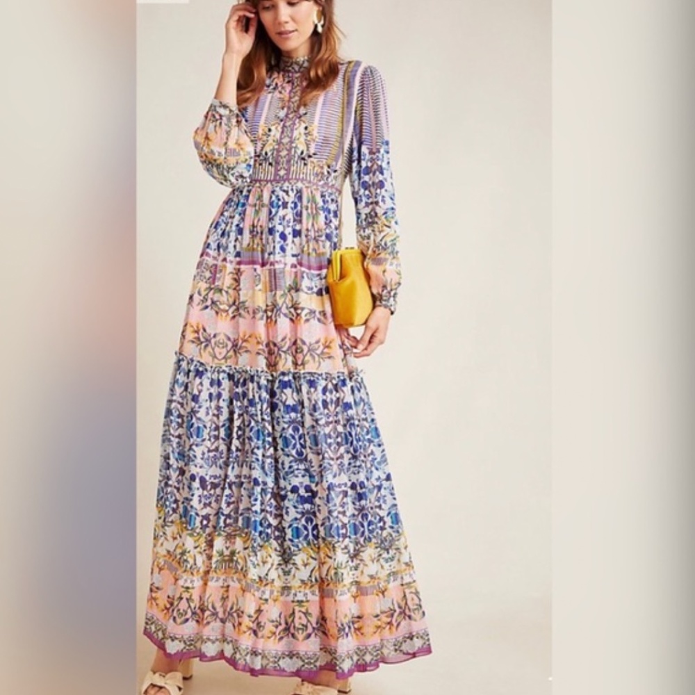 Anastasia Maxi Dress By Bhanuni Jyoti Tiered - Size 6 - NWT